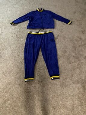 Nike Blue Track Pants & Jacket Set with Yellow/White Stripe Trim